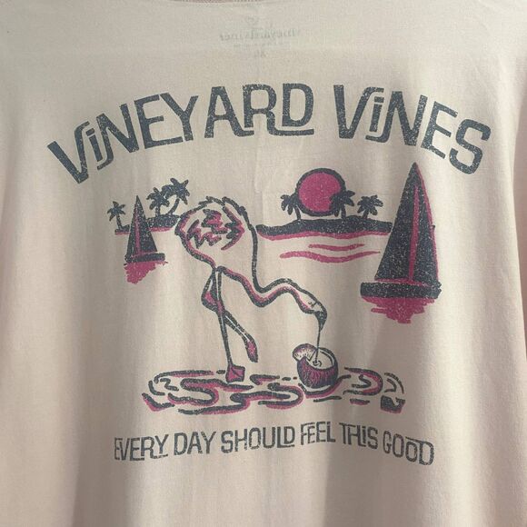Vineyard Vines Pocket Tee Every Day Should Feel This Good Pink Flamingo Size XL - Picture 4 of 5